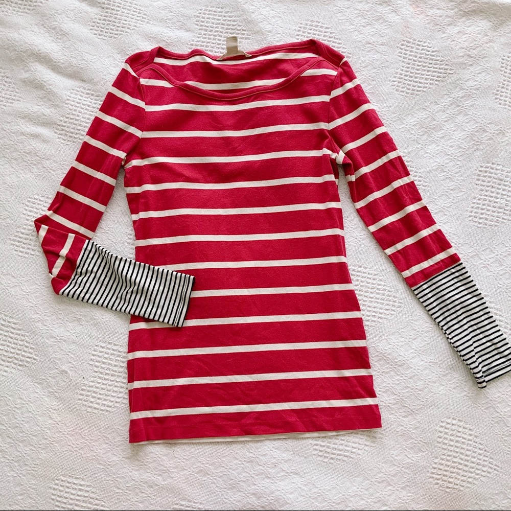 Banana Republic long sleeve pink striped tee
